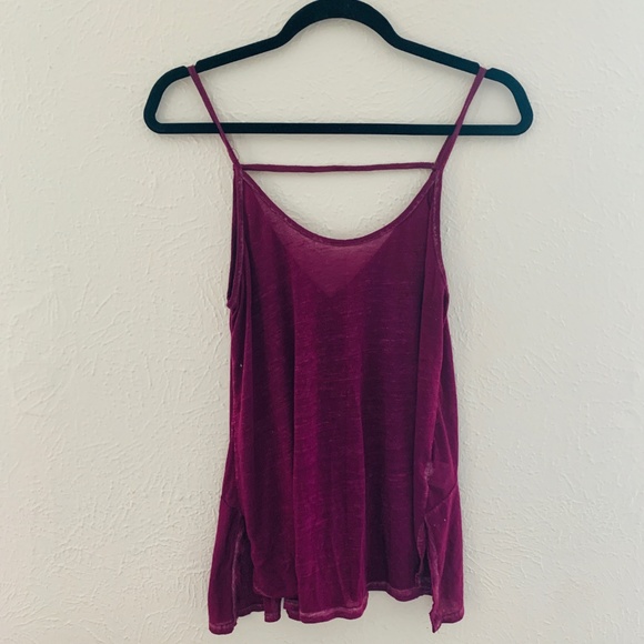 FREE PEOPLE dark maroon swingy tank top Small S - Picture 4 of 7